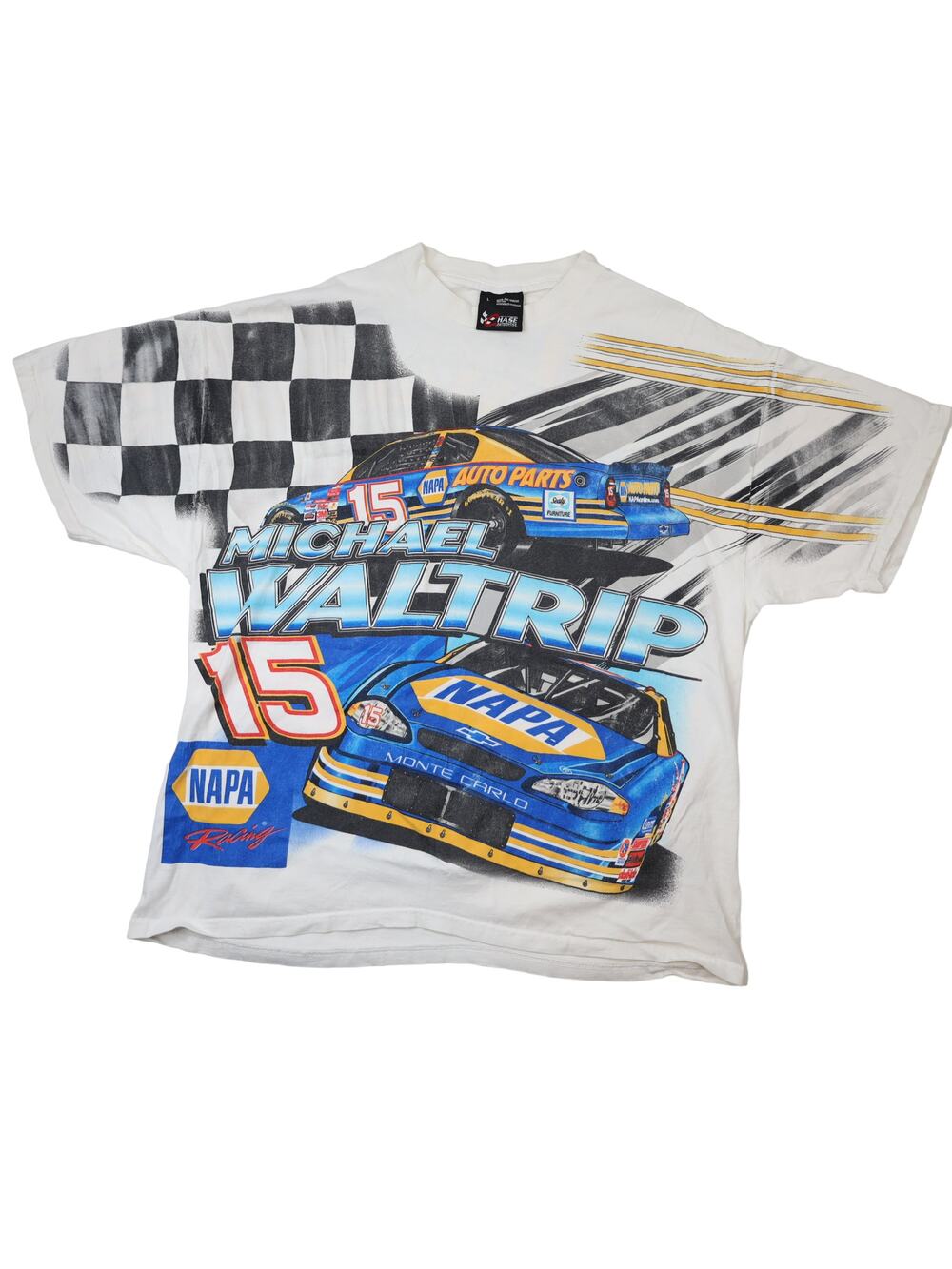 Vintage Chase Authentics Michael Waltrip Allover Print Nascar Graphic T Shirt